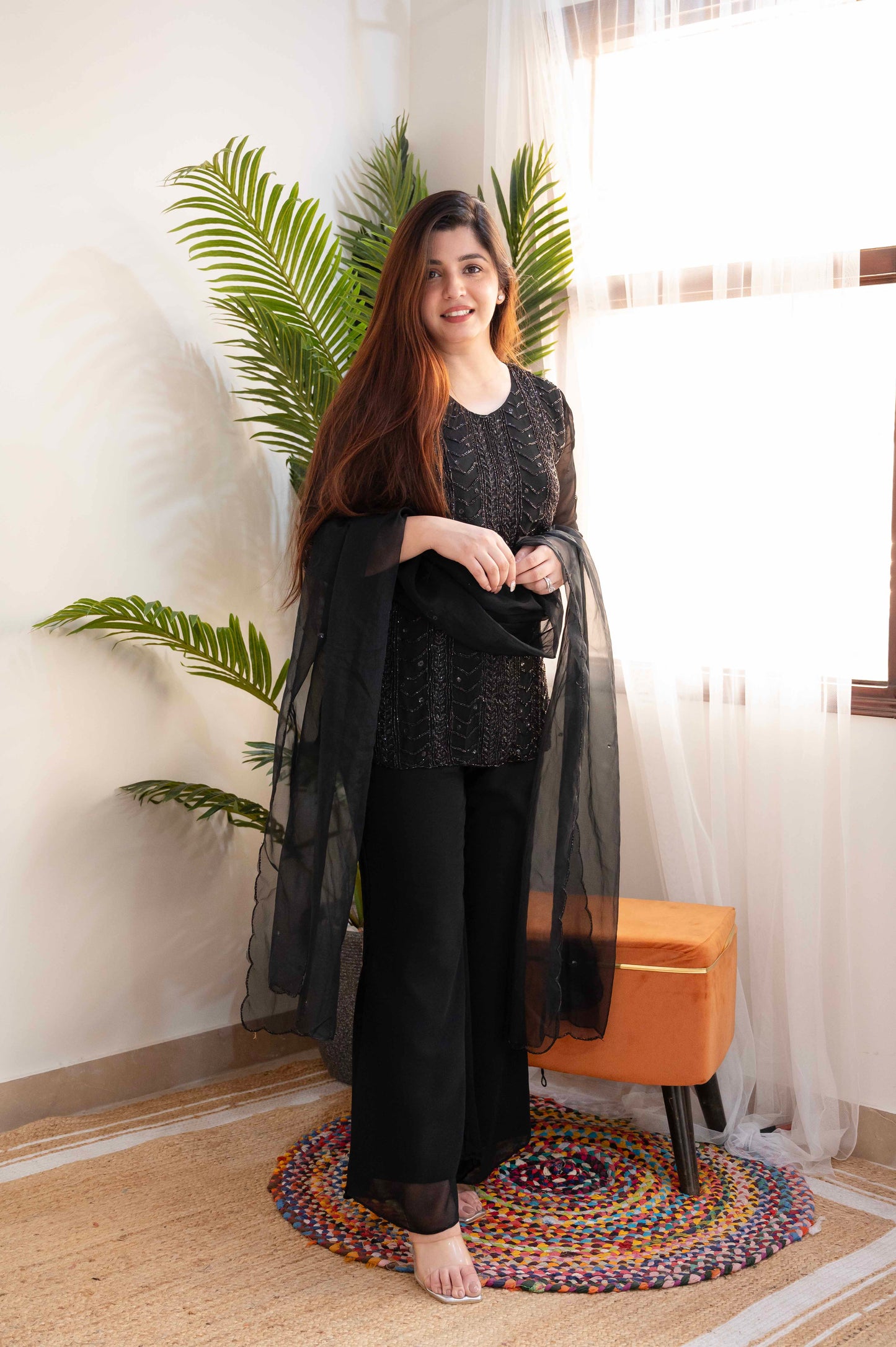 Maan Black Fully Embroidered Suit Set
