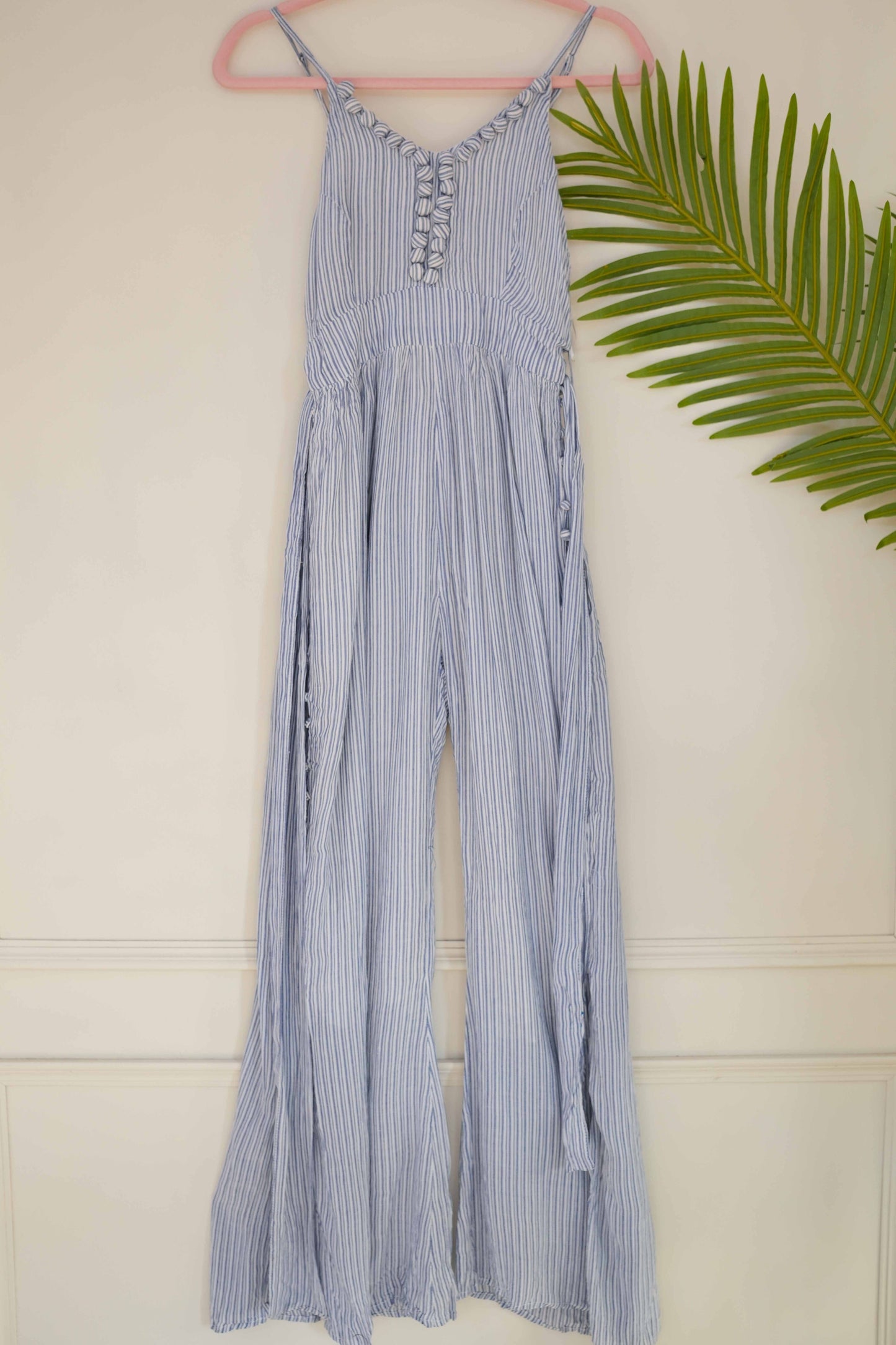 Sleeveless Striped Blue Jumpsuit