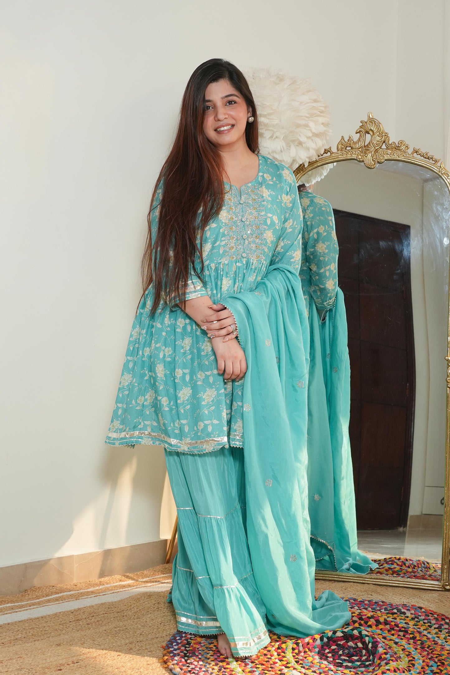 Meet Blue Sharara Suit Set