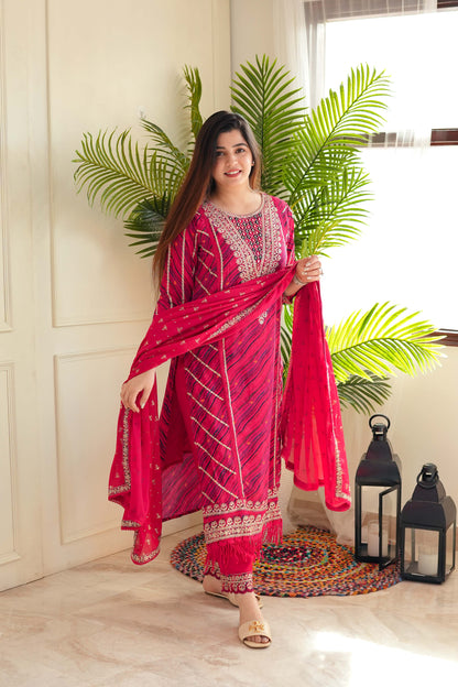 Muskaan Red Printed Suit Set