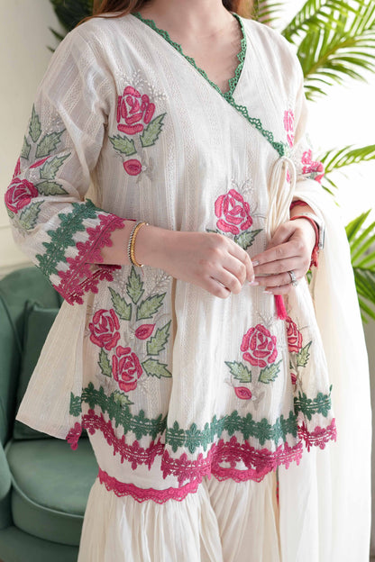 Nehran White Sharara Suit Set