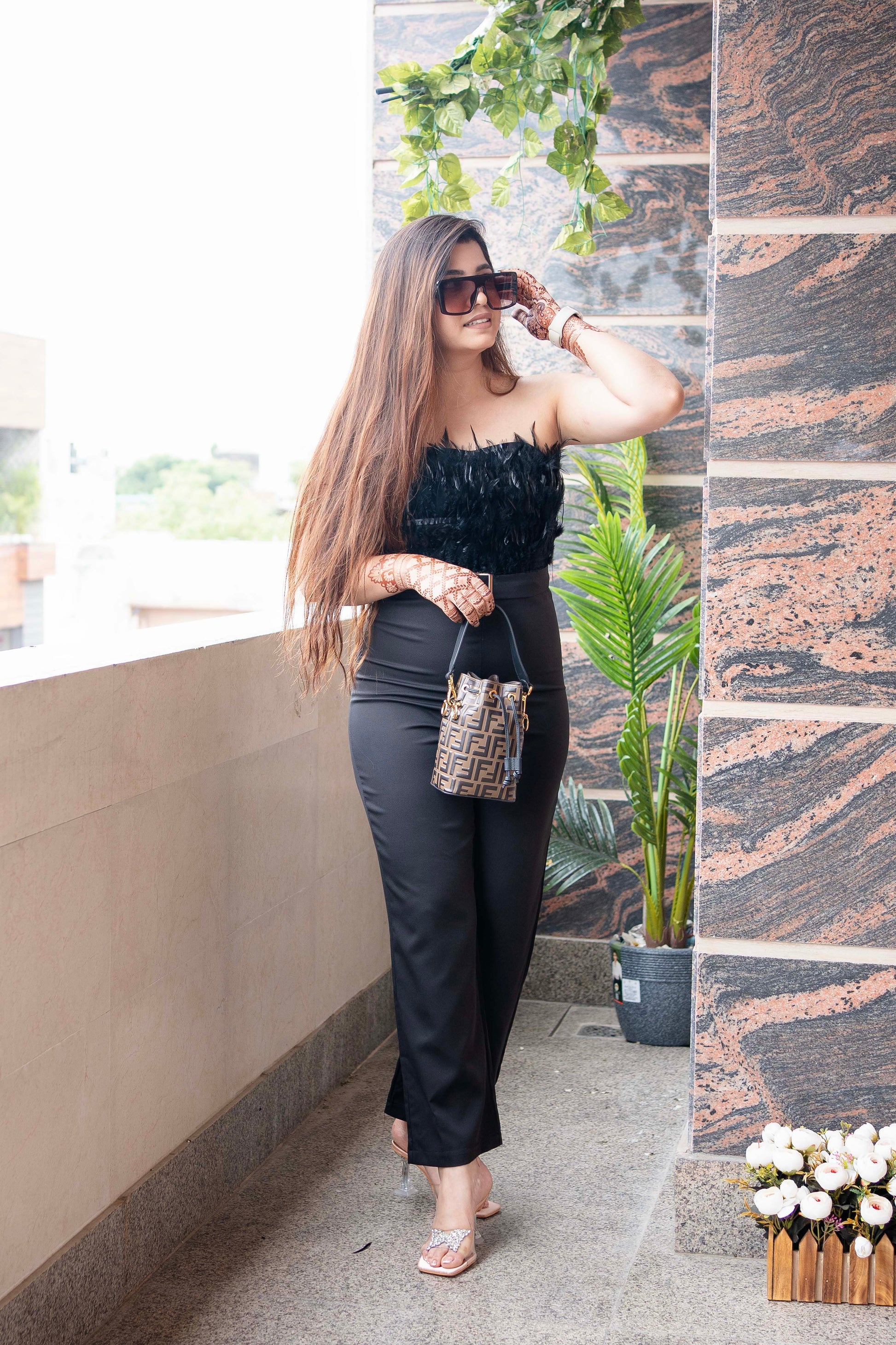 Jenice Black Furry Jumpsuit