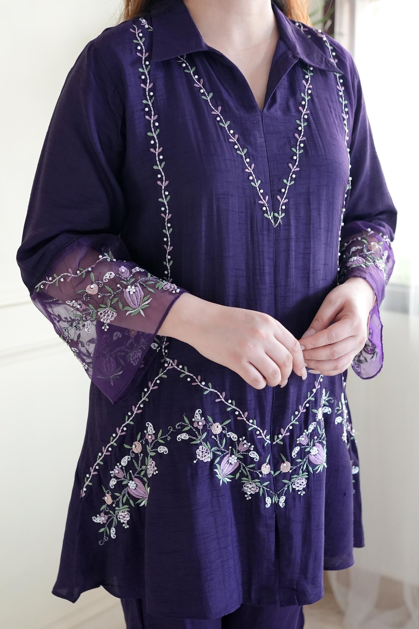 Masooma Purple Embroidred Co ord Set