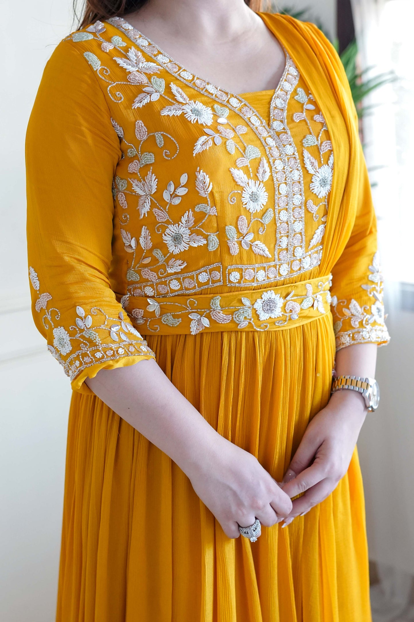 Anamika Yellow Voluminous Anarkali Suit