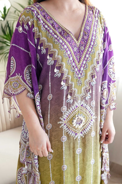 Preet Shades Of Purple Printed Kaftan Set