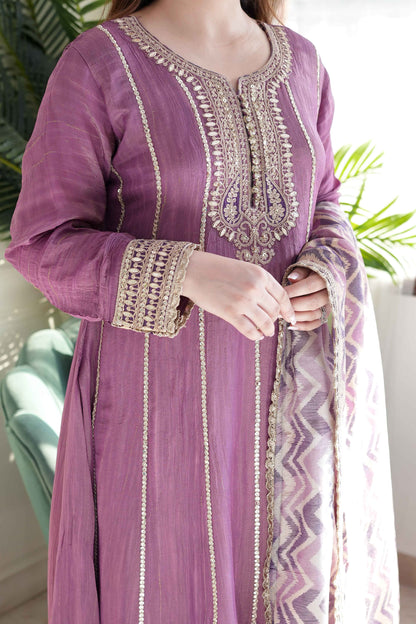 Zora Purple Embroidered Anarkali Suit