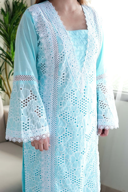 Farah Blue Cutwork Plazo Set