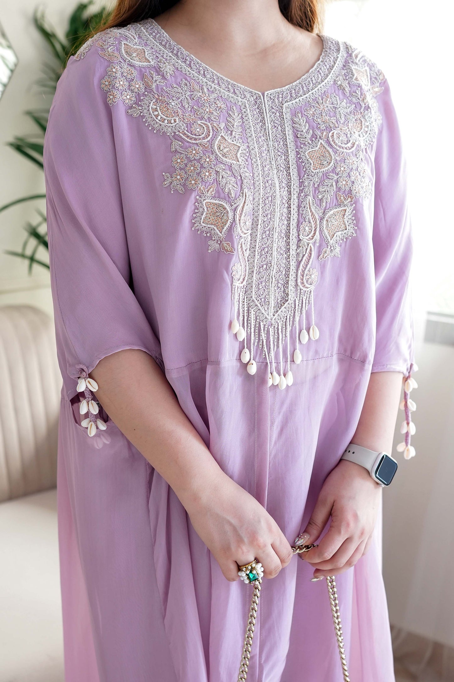 Syra Lilac Embroidered Three Piece Set