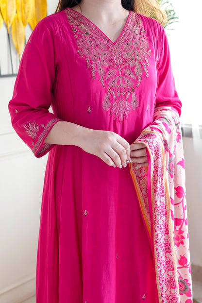 Safina Hot Pink Anarkali Suit Set