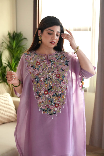 Luxe Lilac Hand Embroidered Chogha Set