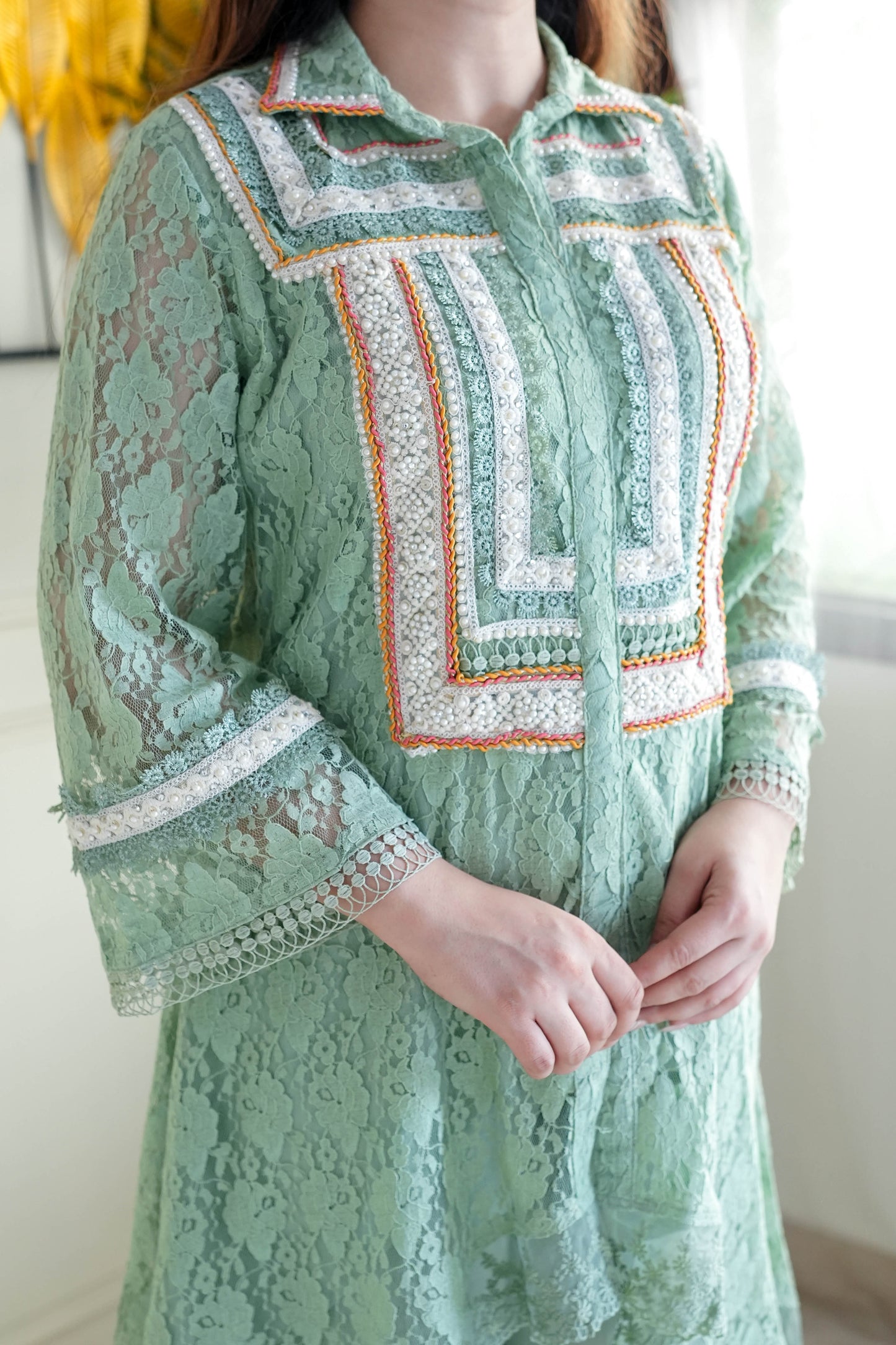 Mohana Green Cutwork Co ord Set