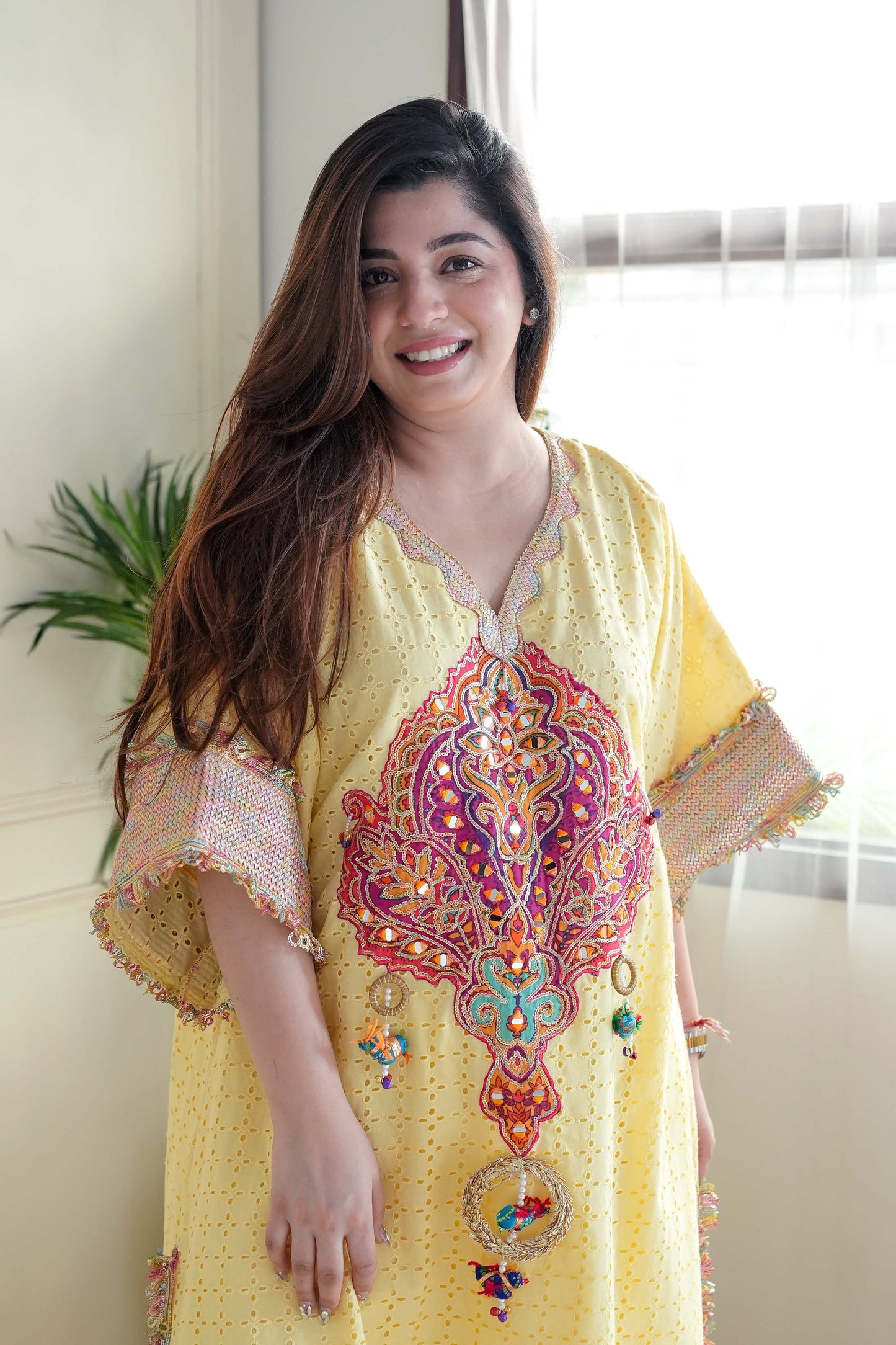 Serene Yellow Embroidered Chogha Set