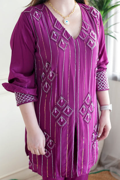 Gulab Purple Embroidred Co ord Set