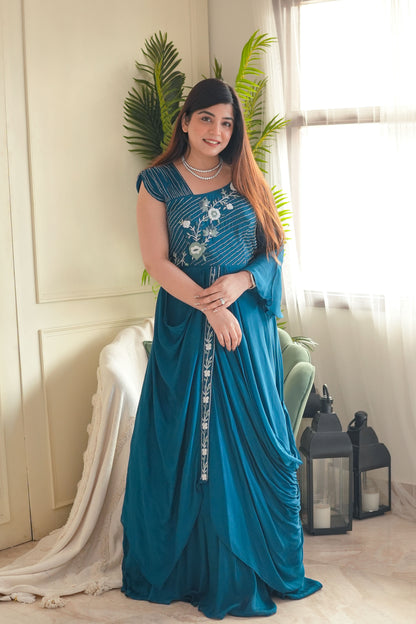 Neeyah Blue Voluminous Gown