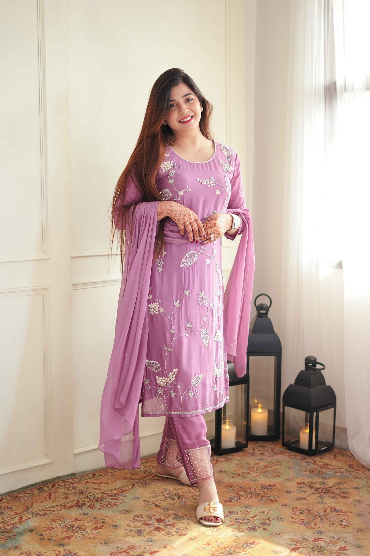 Jeenat Pink Embriodered Suit Set