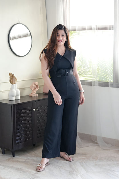 Aria Black Jumpsuit with Belt