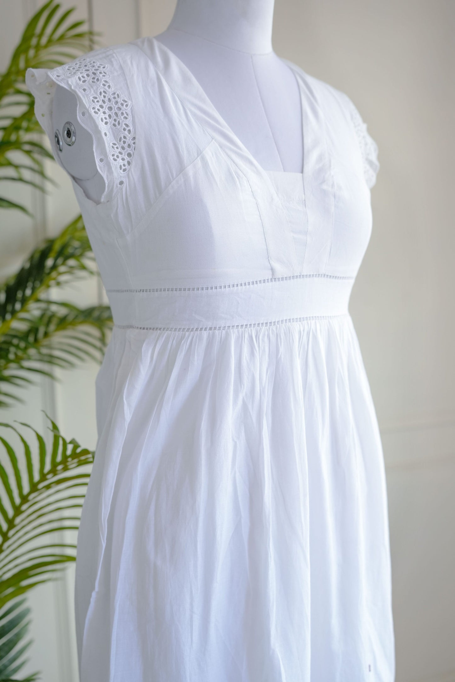 White Schiffli Work Dress