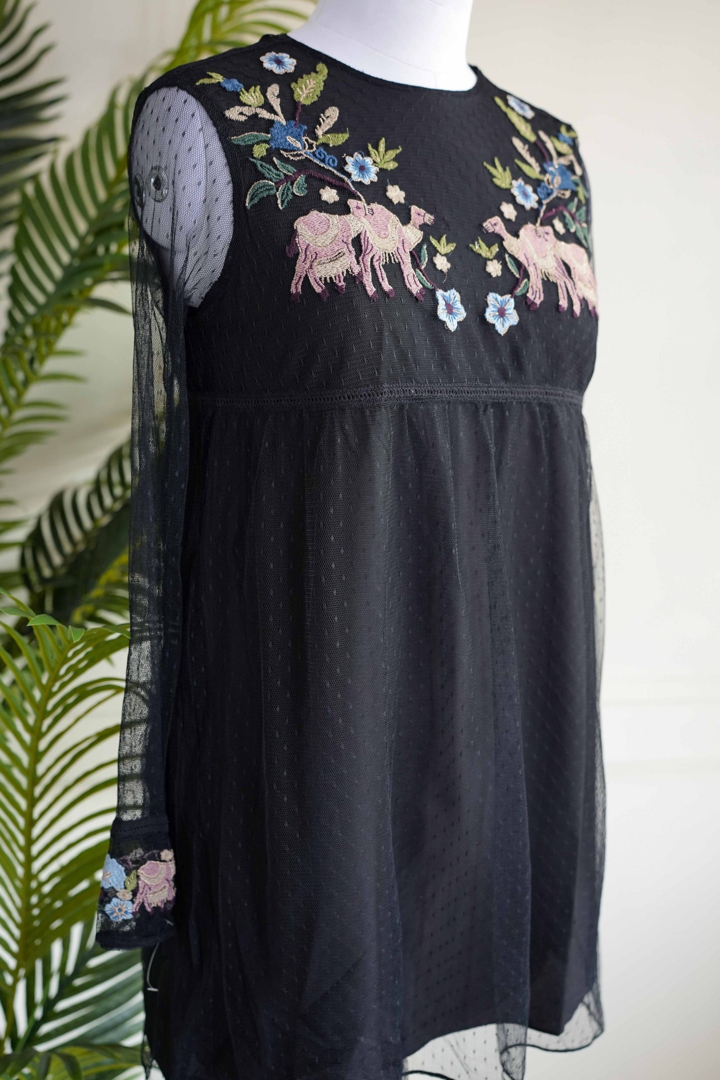 Black Thread Work Net Dress