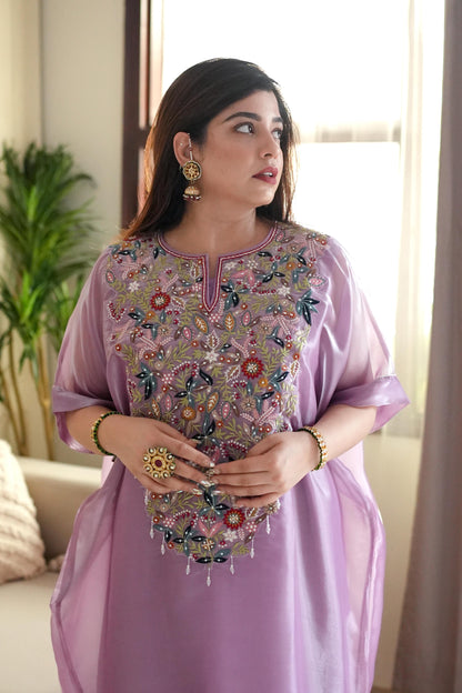 Luxe Lilac Hand Embroidered Chogha Set