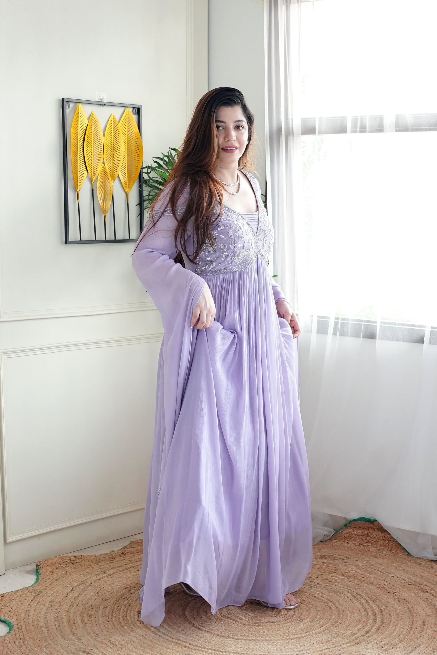 Luxe Lavender Embroidered Gown