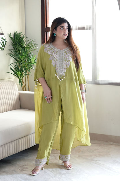 Syra Green Embroidered Co ord Set