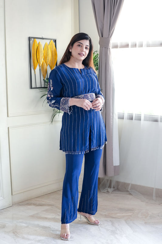 Gauhra Blue Embroidered Co ord Set