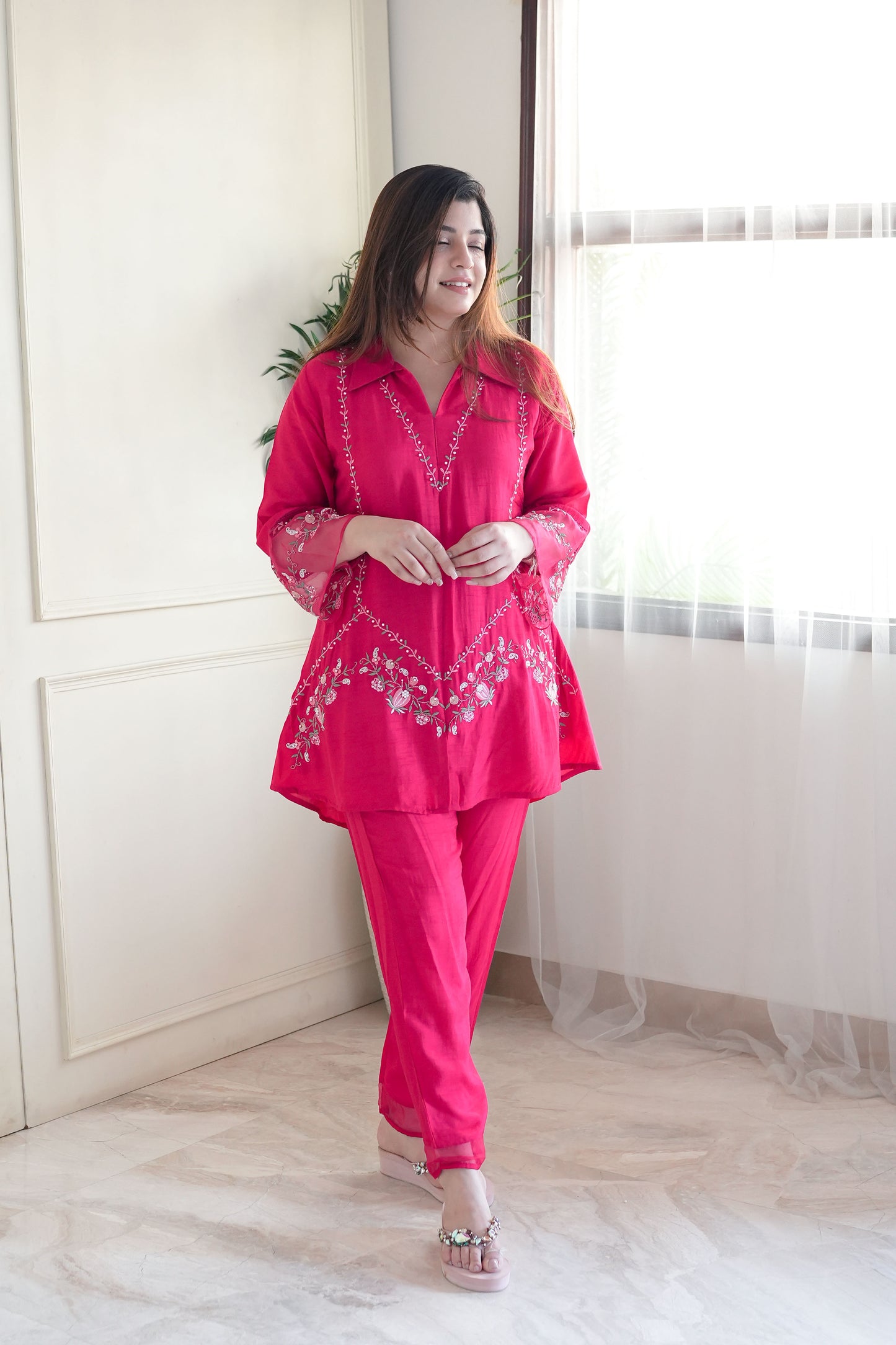 Masooma Pink Embroidred Co ord Set