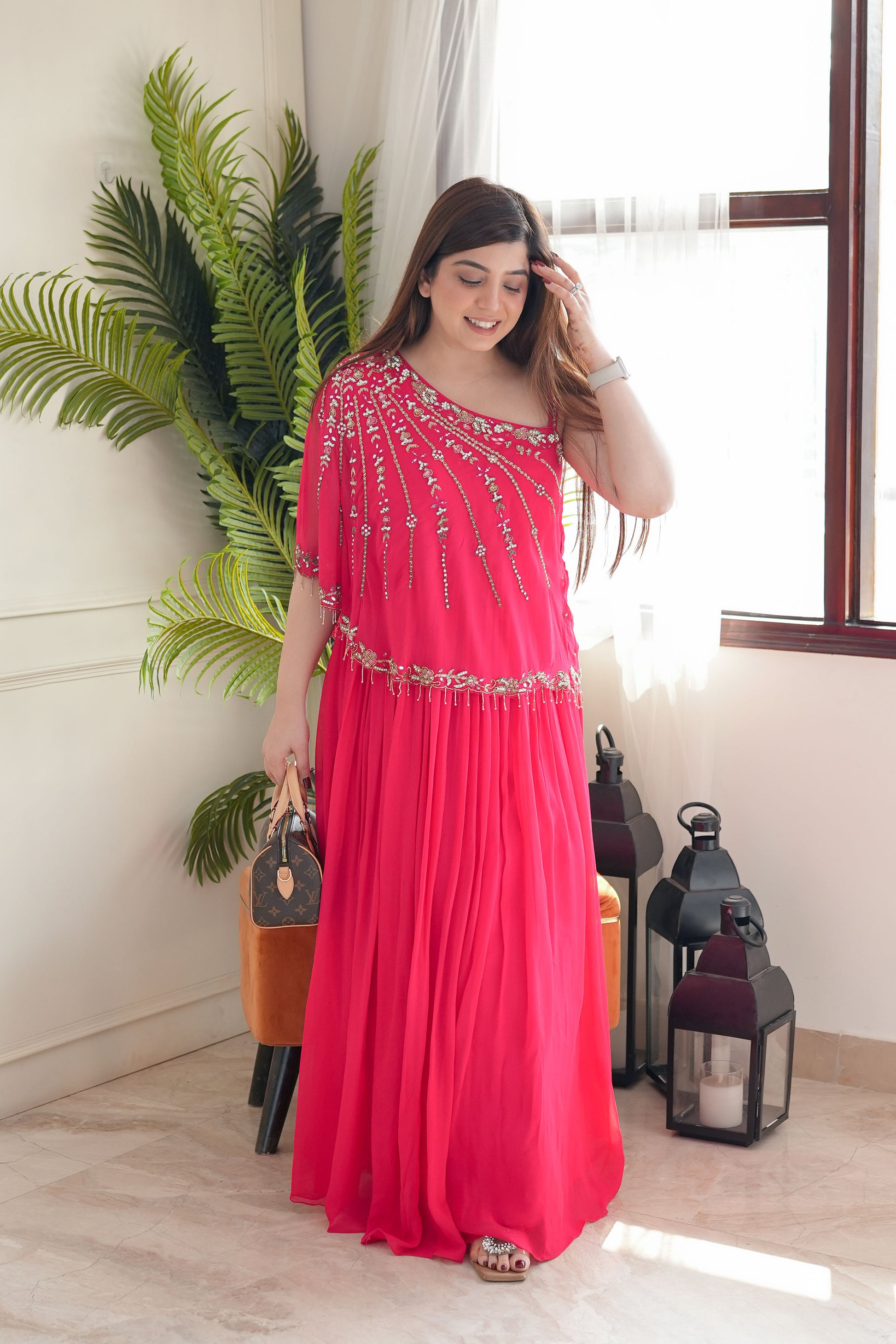 Jaya Hot Pink One Shoulder Maxi