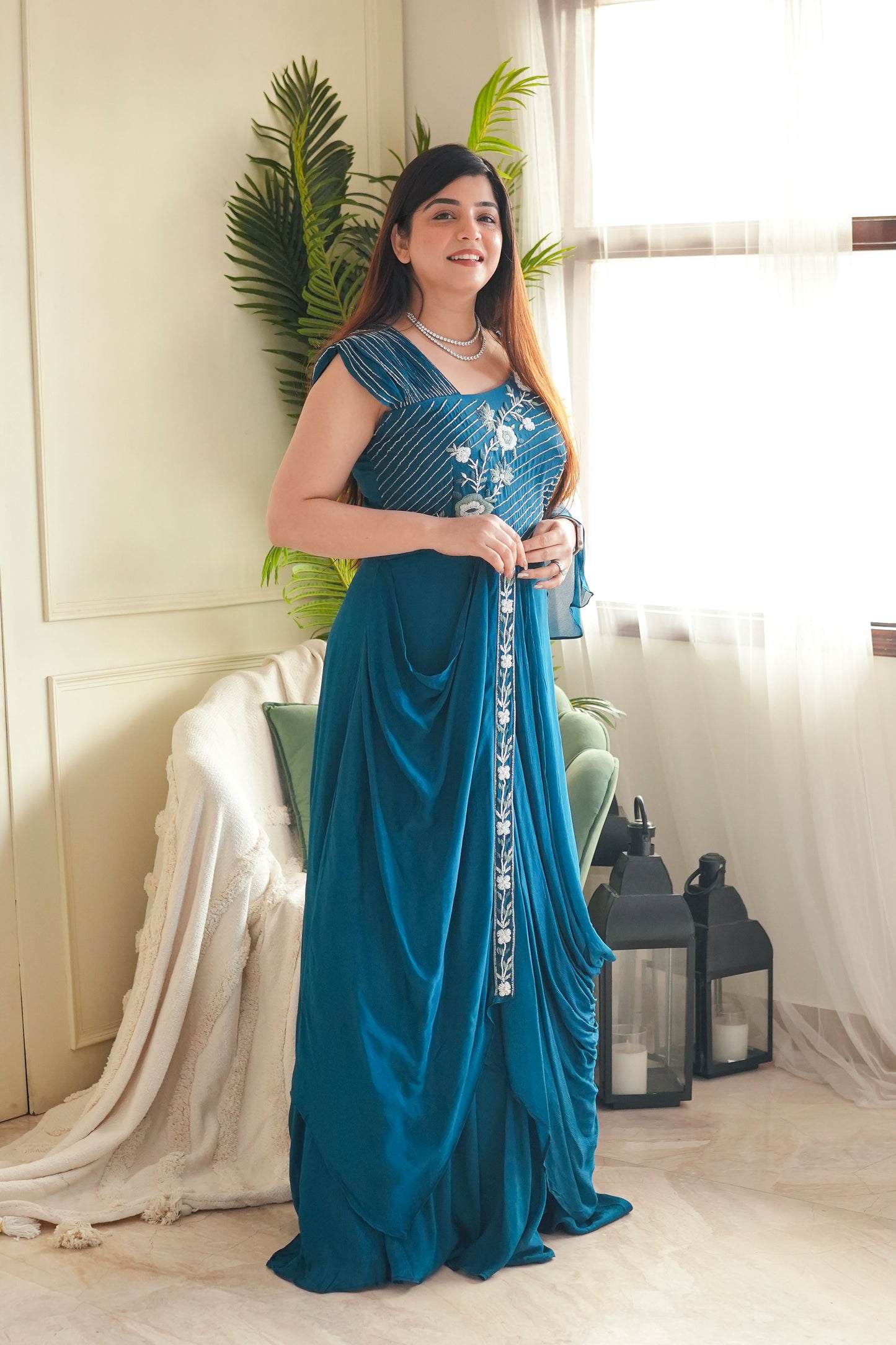 Neeyah Blue Voluminous Gown