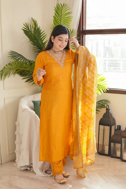 Zarah Yellow Silk Suit