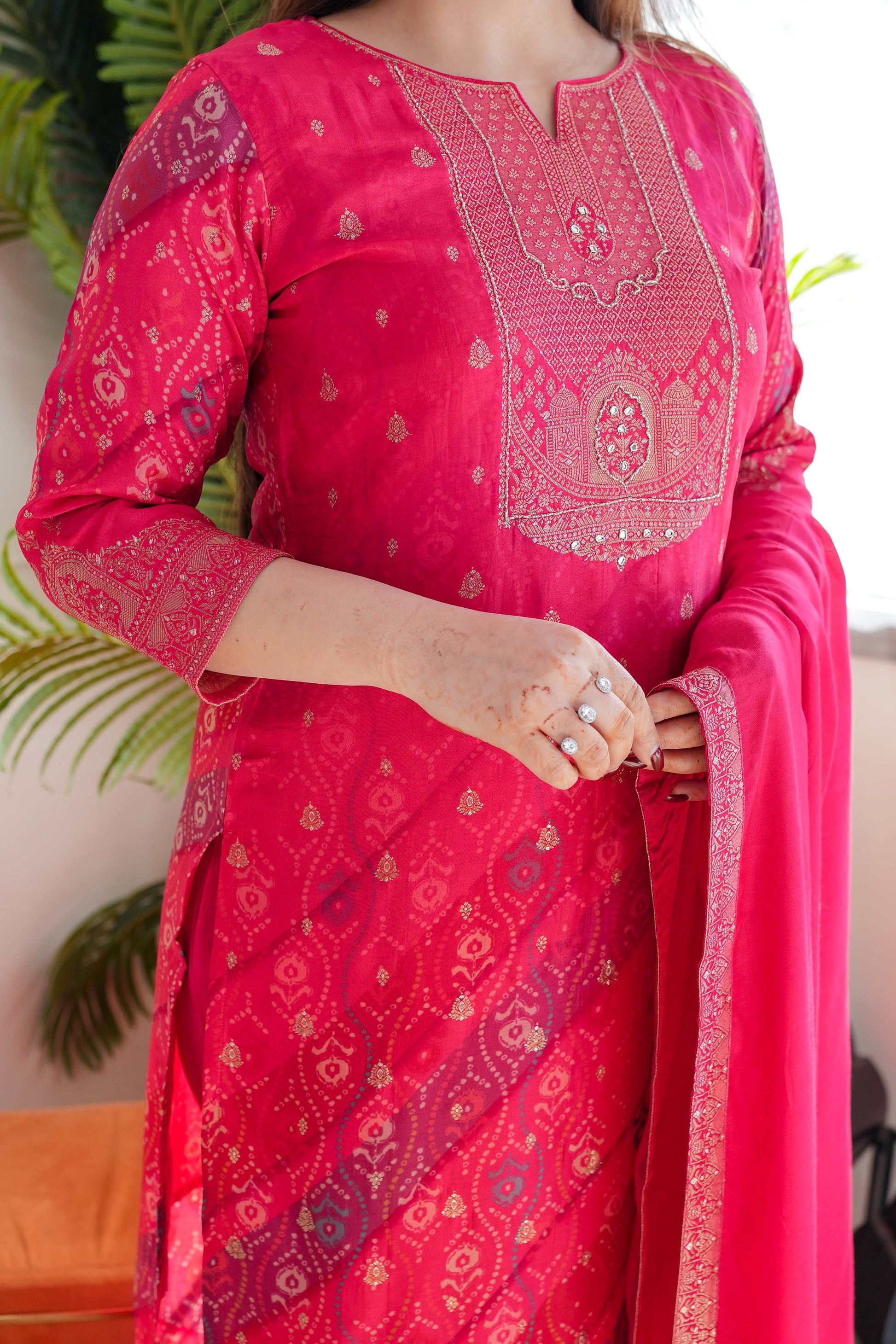 Janak Pink Silk Suit Set