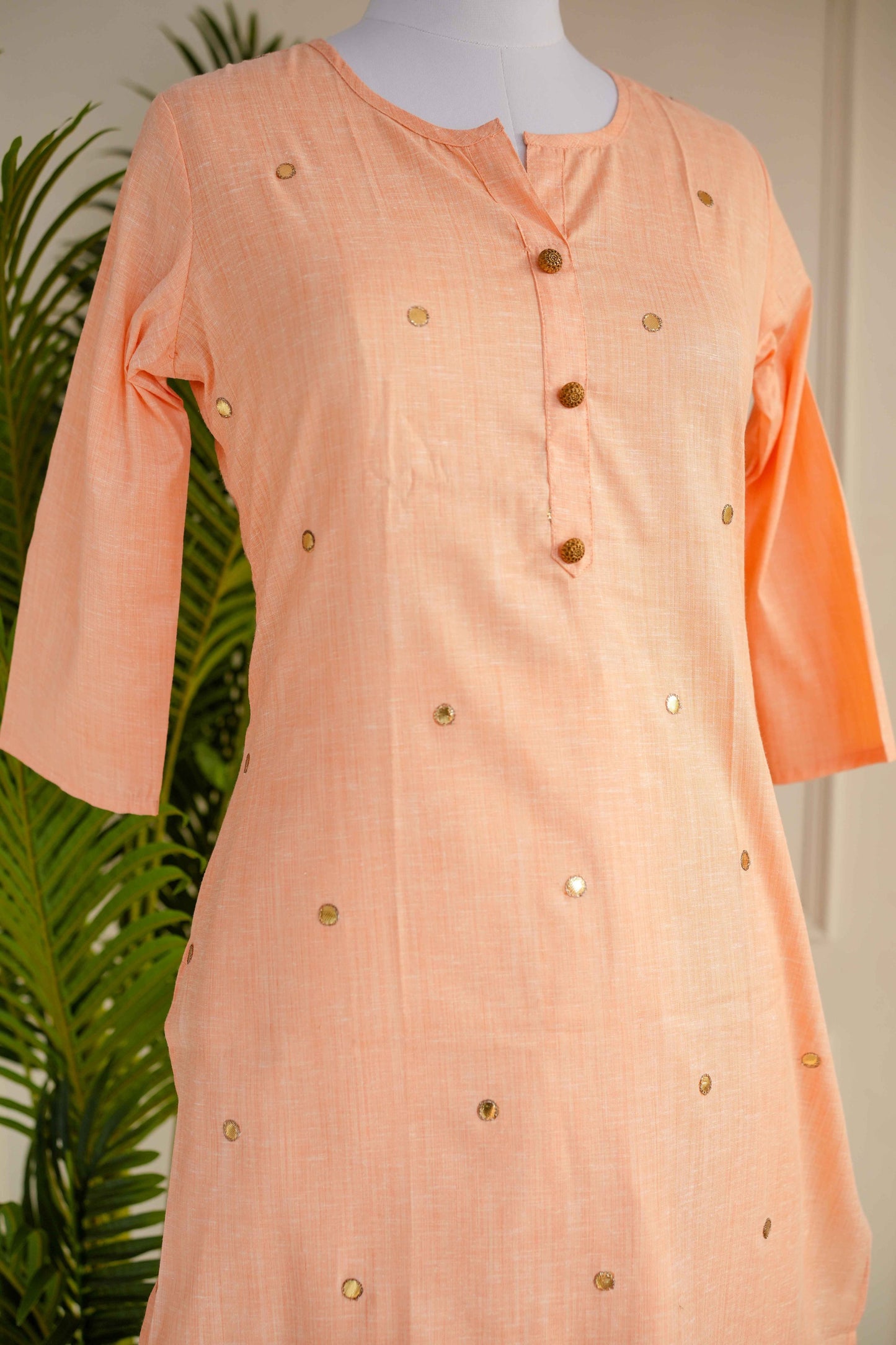 Peach Printed Suit Set