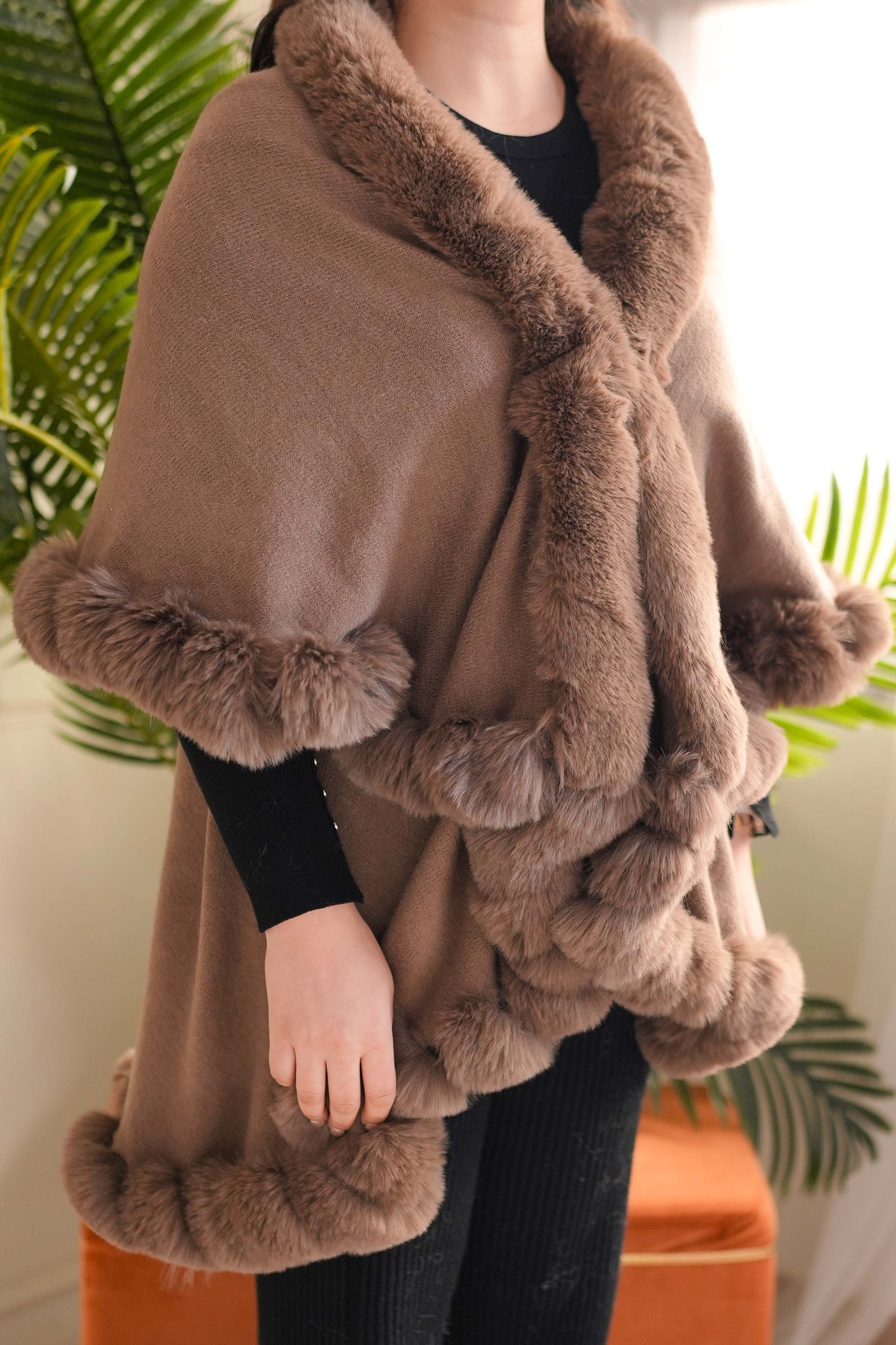 Tira Brown Furr Cape