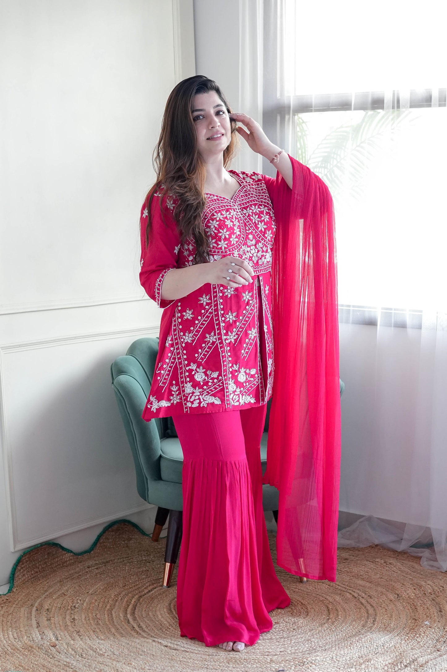 Keerat Pink Sharara Suit Set