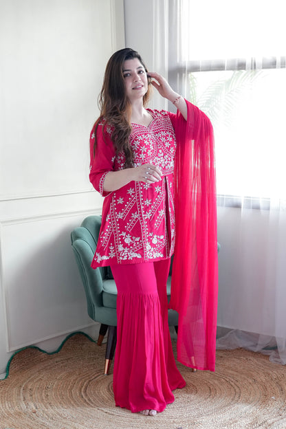 Keerat Pink Sharara Suit Set