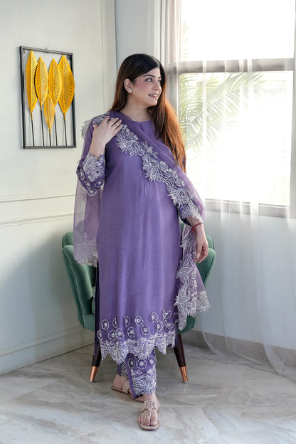 Tira Purple Thread Detailing Suit Set