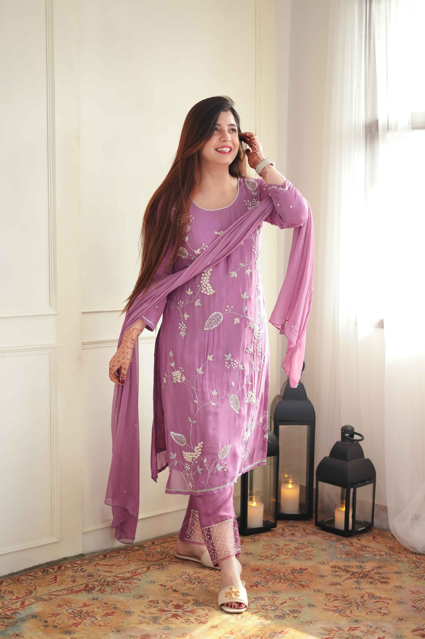 Jeenat Pink Embriodered Suit Set