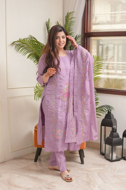 Ilahi Purple Embroidered Suit Set