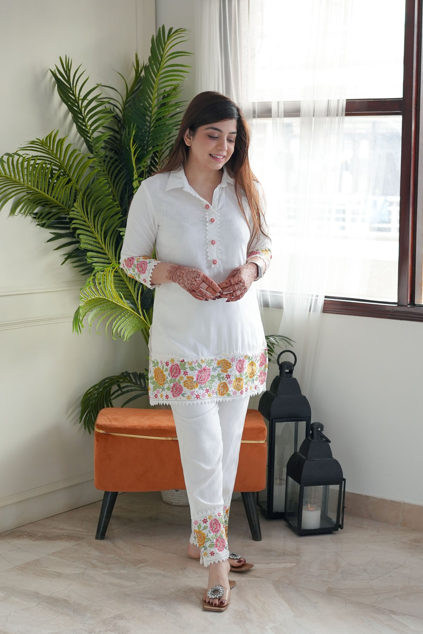 Nehel White Embroidered Cordset