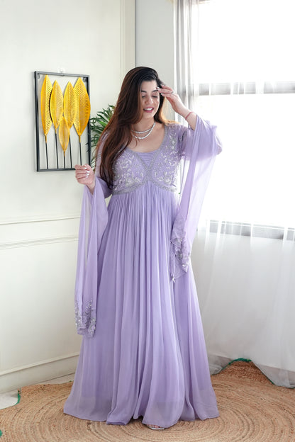 Luxe Lavender Embroidered Gown