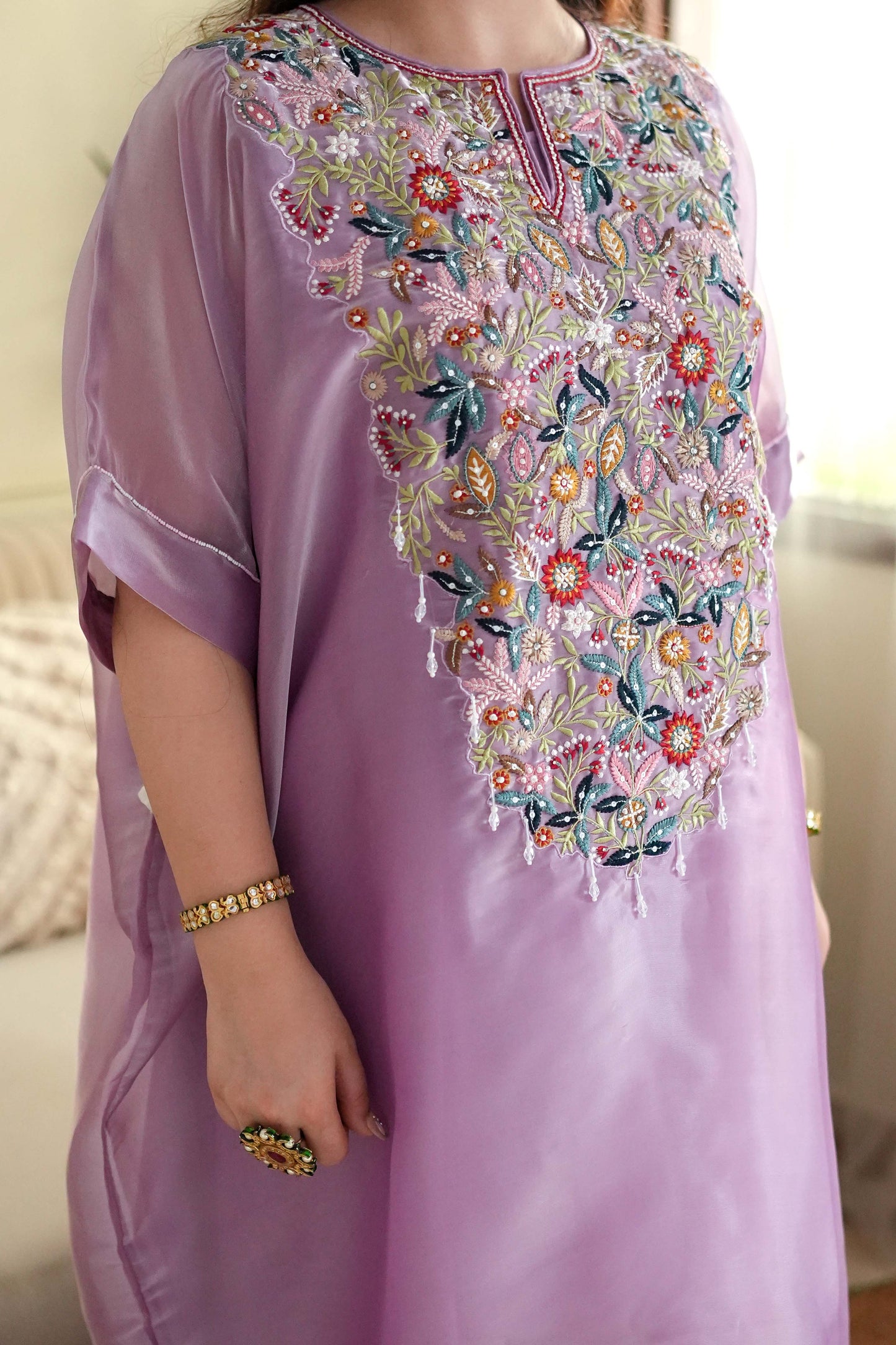 Luxe Lilac Hand Embroidered Chogha Set