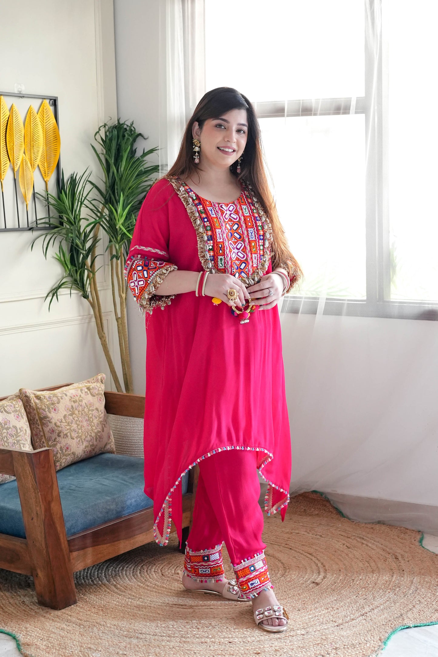 Areeb Hot Pink Embroidered Chogha Set