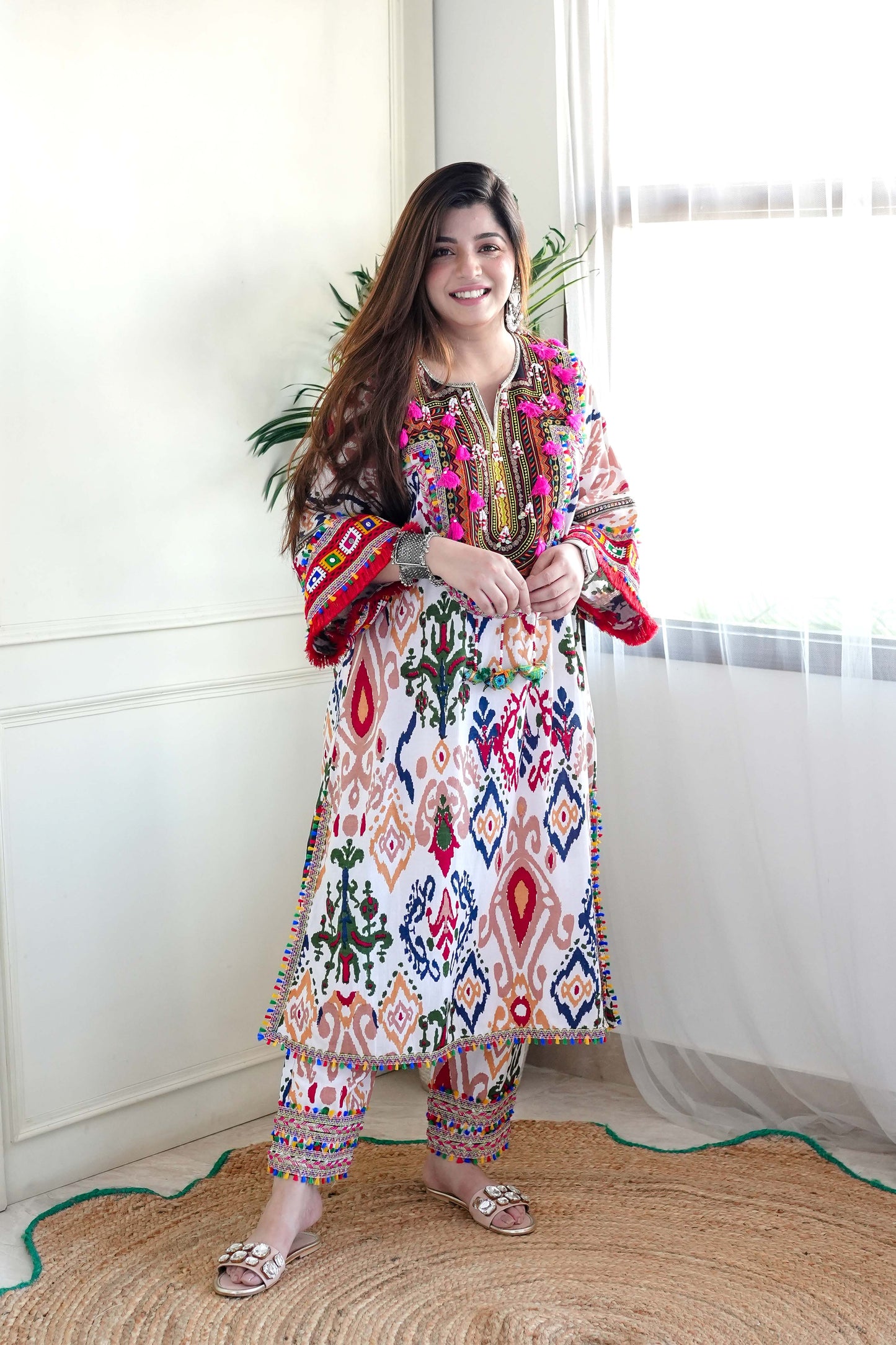 Mehran Multi Colour Chogha With Pants