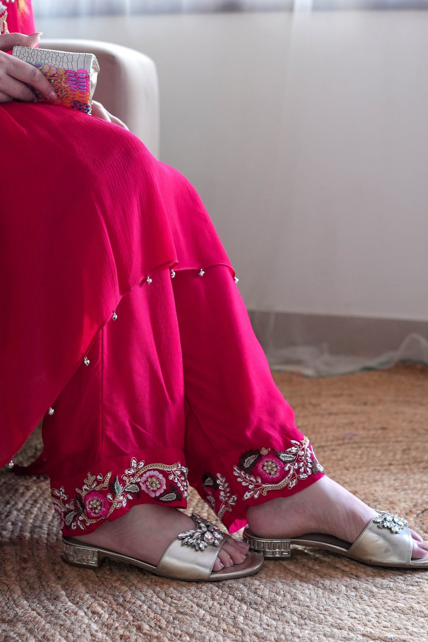 Adyaahi Red Embroidered Kaftan Set