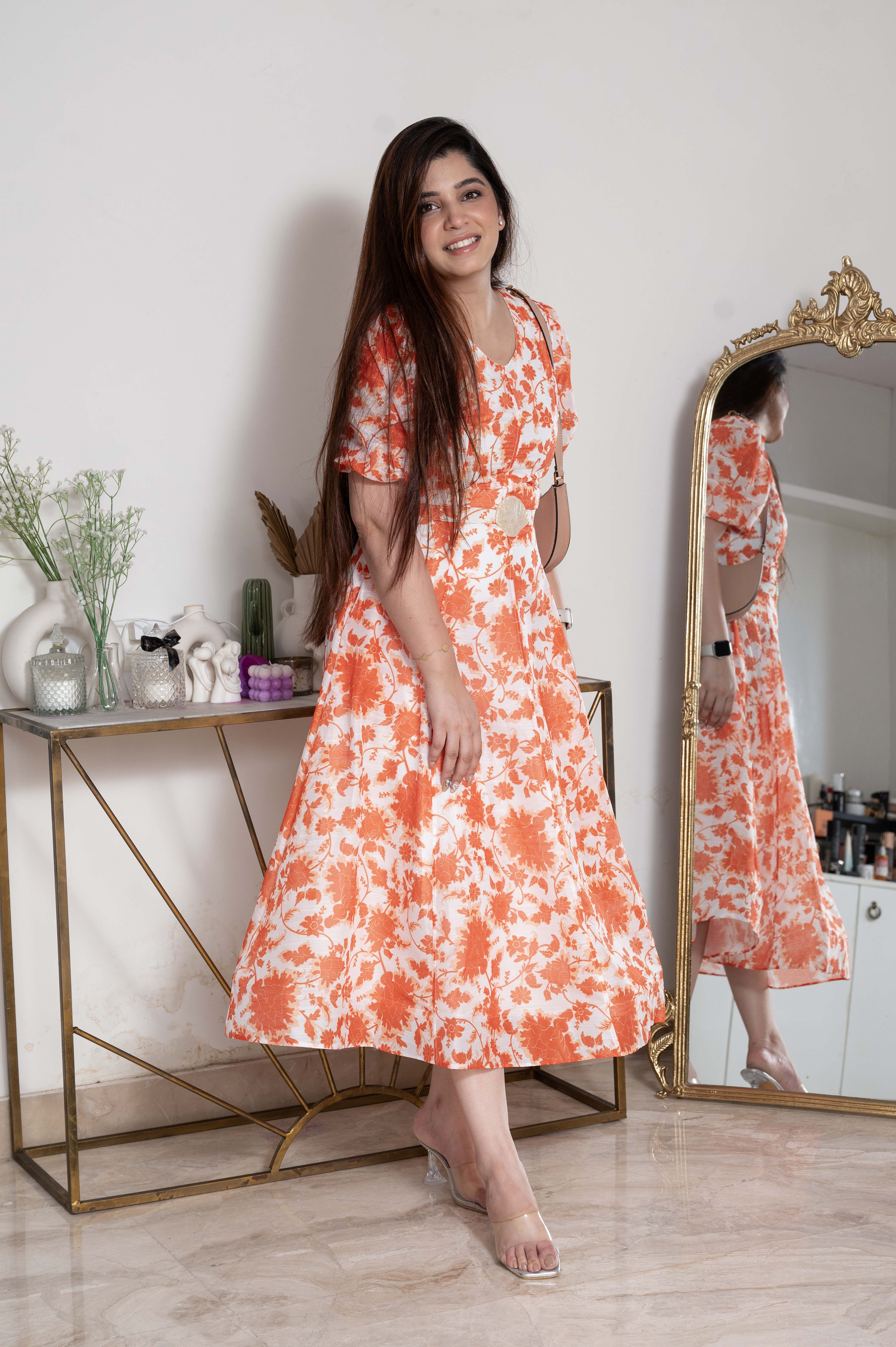 fcity.in - Attractive Floral Printed One Piece Dresses For Womens / Trendy